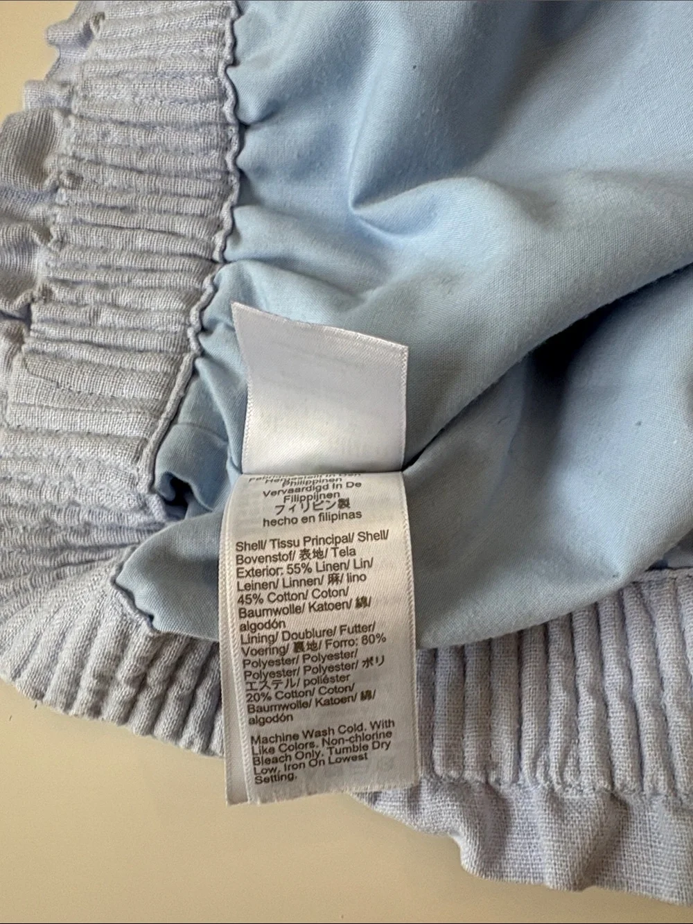 J. Crew Pale Blue Textured Elastic-Waist Skirt